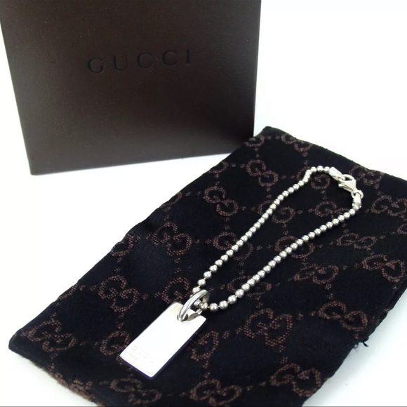 AUTH Logo Plate Bracelet 925 Silver